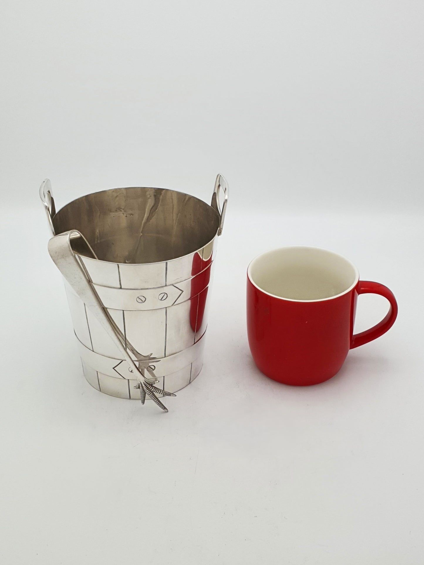 Lovely Antique Silver Plated Ice Bucket ‘Barrel’ With Claw Tongs – circa 1905