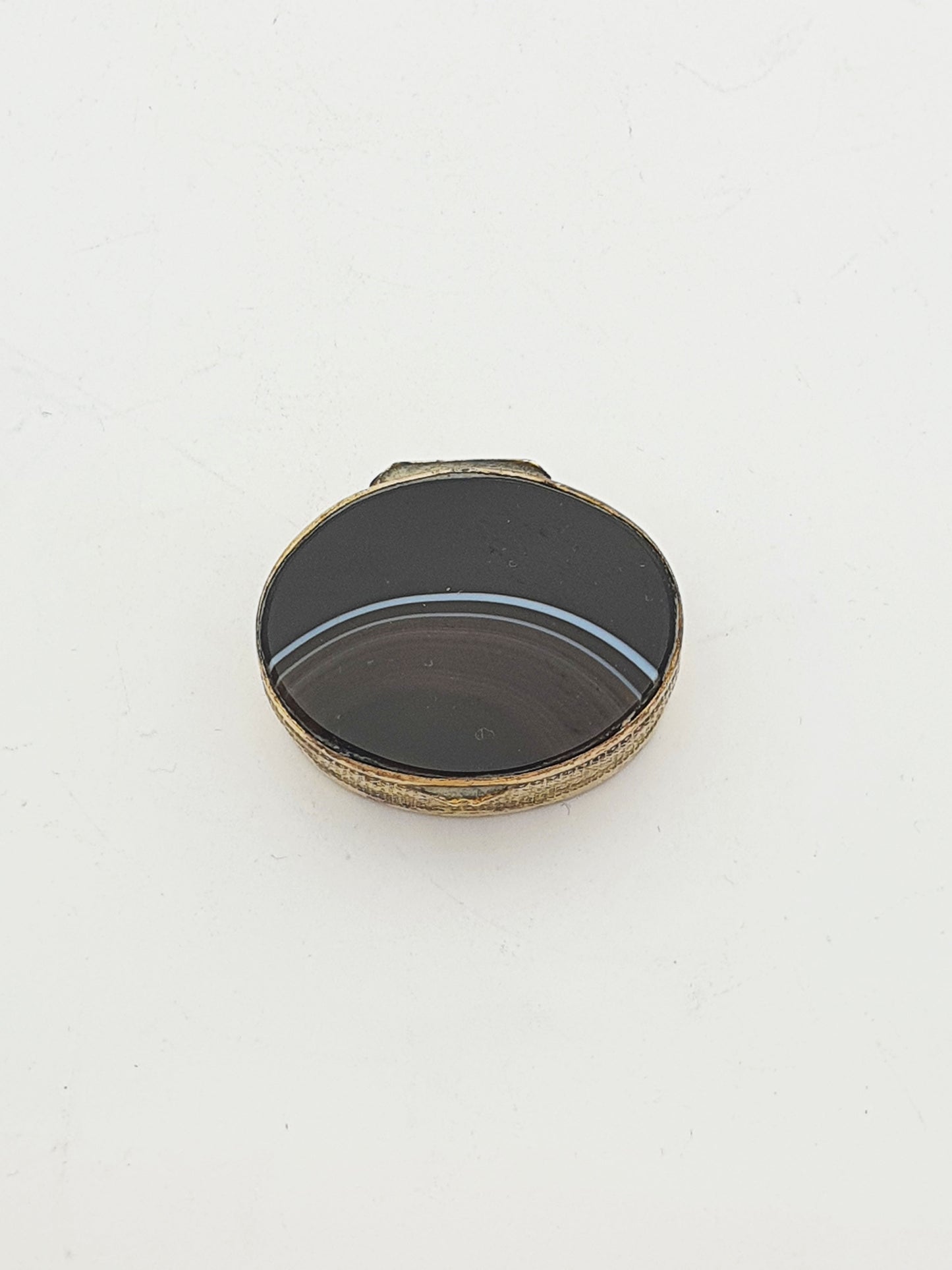 Lovely Antique Victorian Oval Agate And Gilt Brass Box – circa 1890