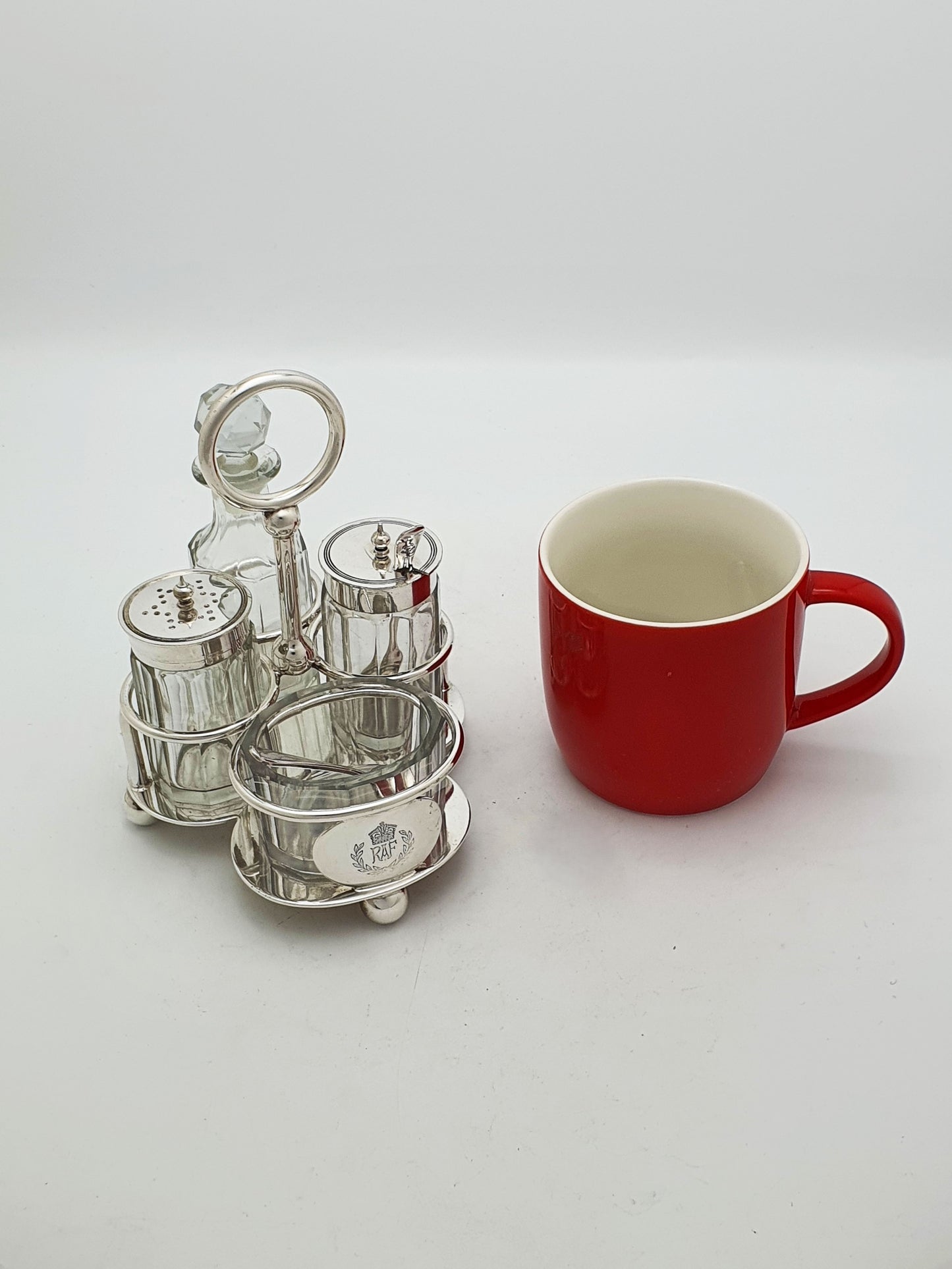 RAF Silver Plated Cruet Set With Glass Bottles By Walker & Hall – circa 1930