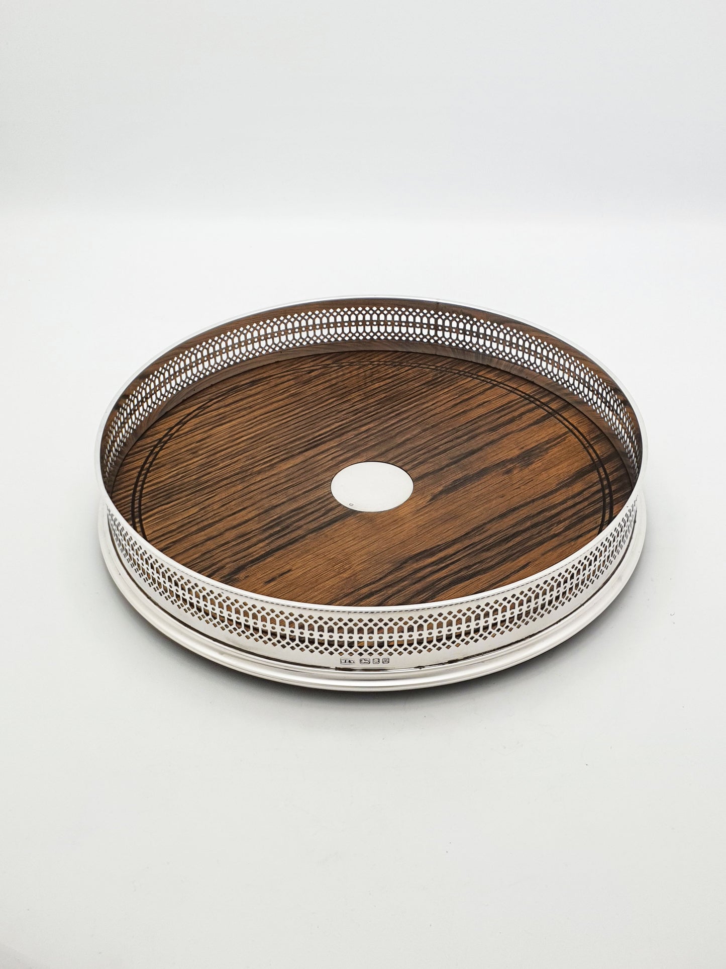 Stunning Vintage Sterling Silver and Mahogany Drinks Tray – London, 1991