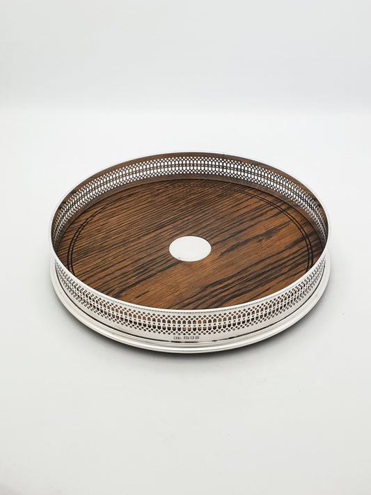 Stunning Vintage Sterling Silver and Mahogany Drinks Tray – London, 1991