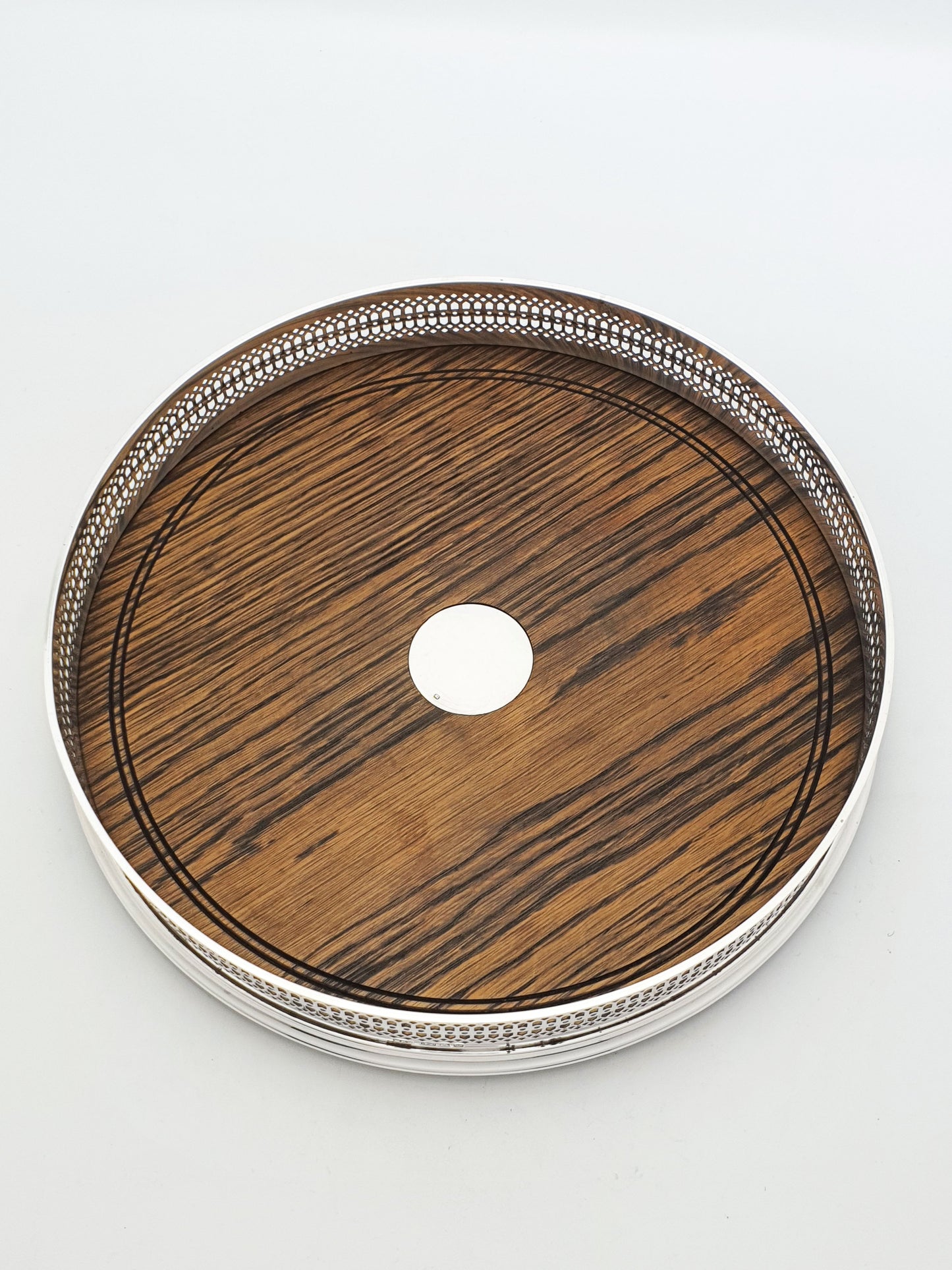 Stunning Vintage Sterling Silver and Mahogany Drinks Tray – London, 1991