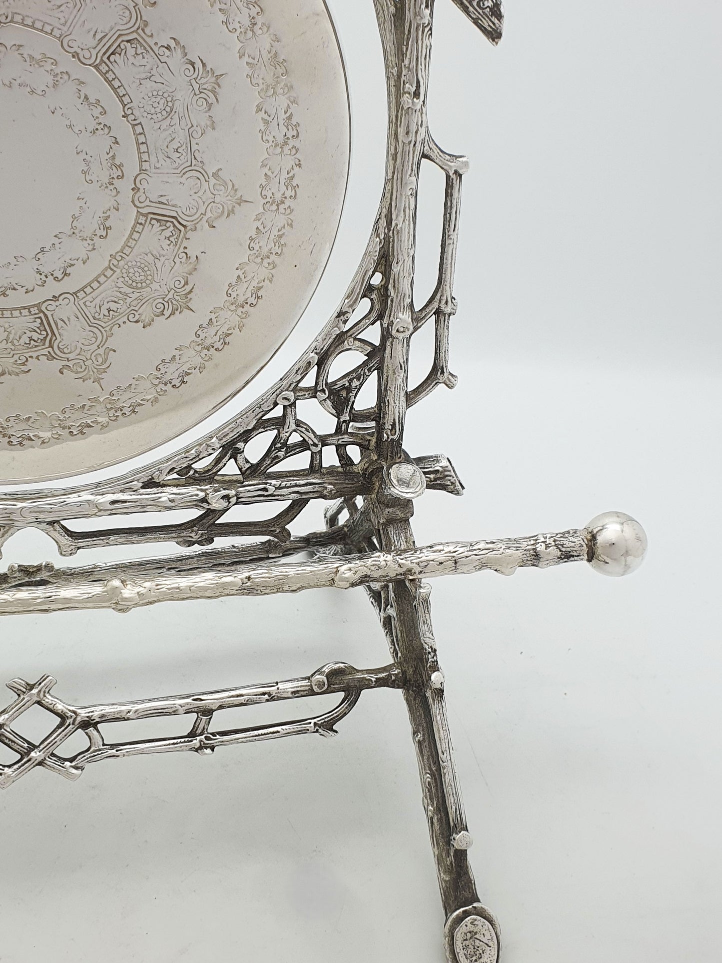 Splendid Antique Victorian Dinner Gong With Rustic Branch Frame – circa 1880