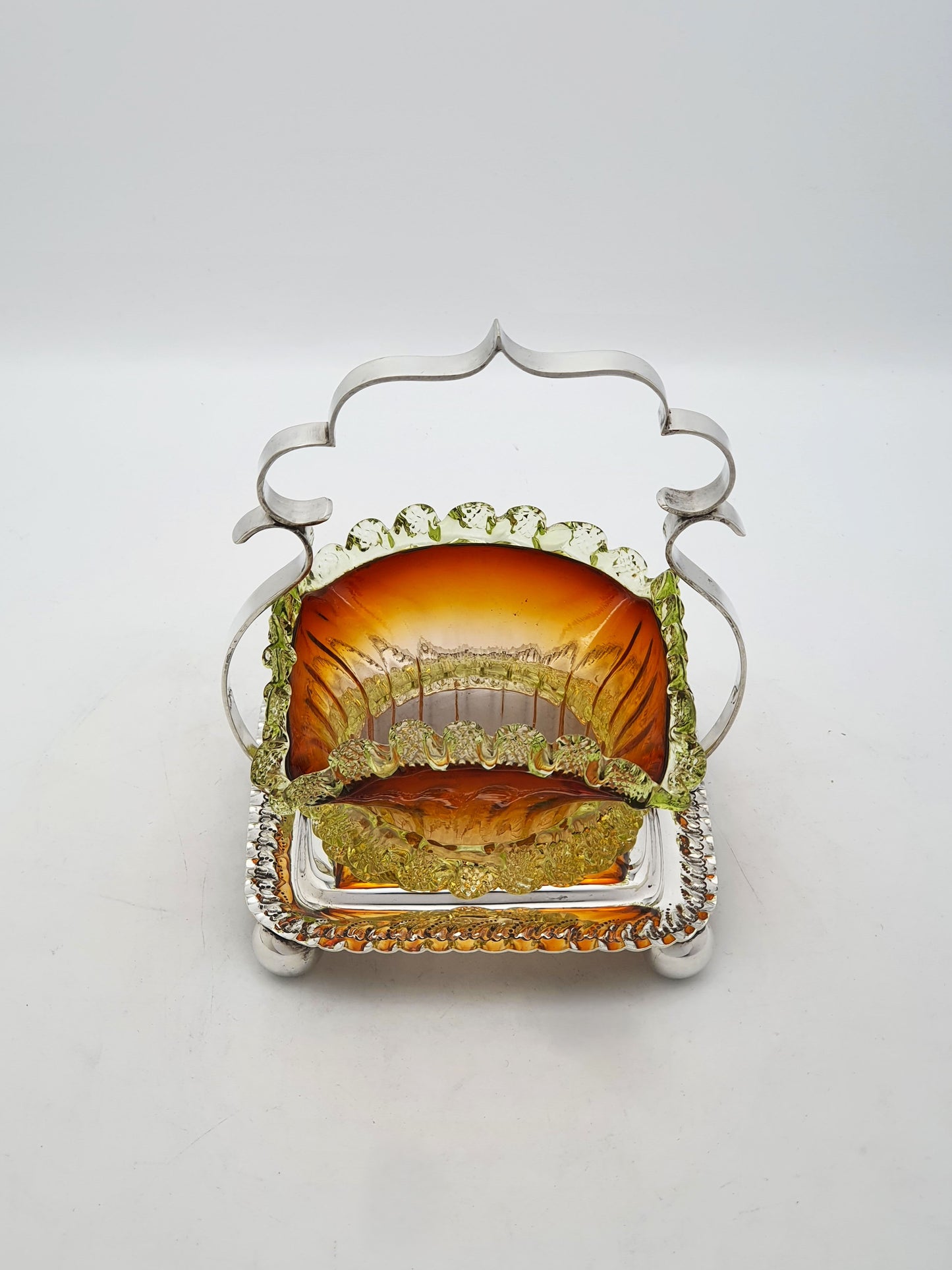 Antique Edwardian Silver Plated and Amber Glass Bonbon Dish – circa 1905