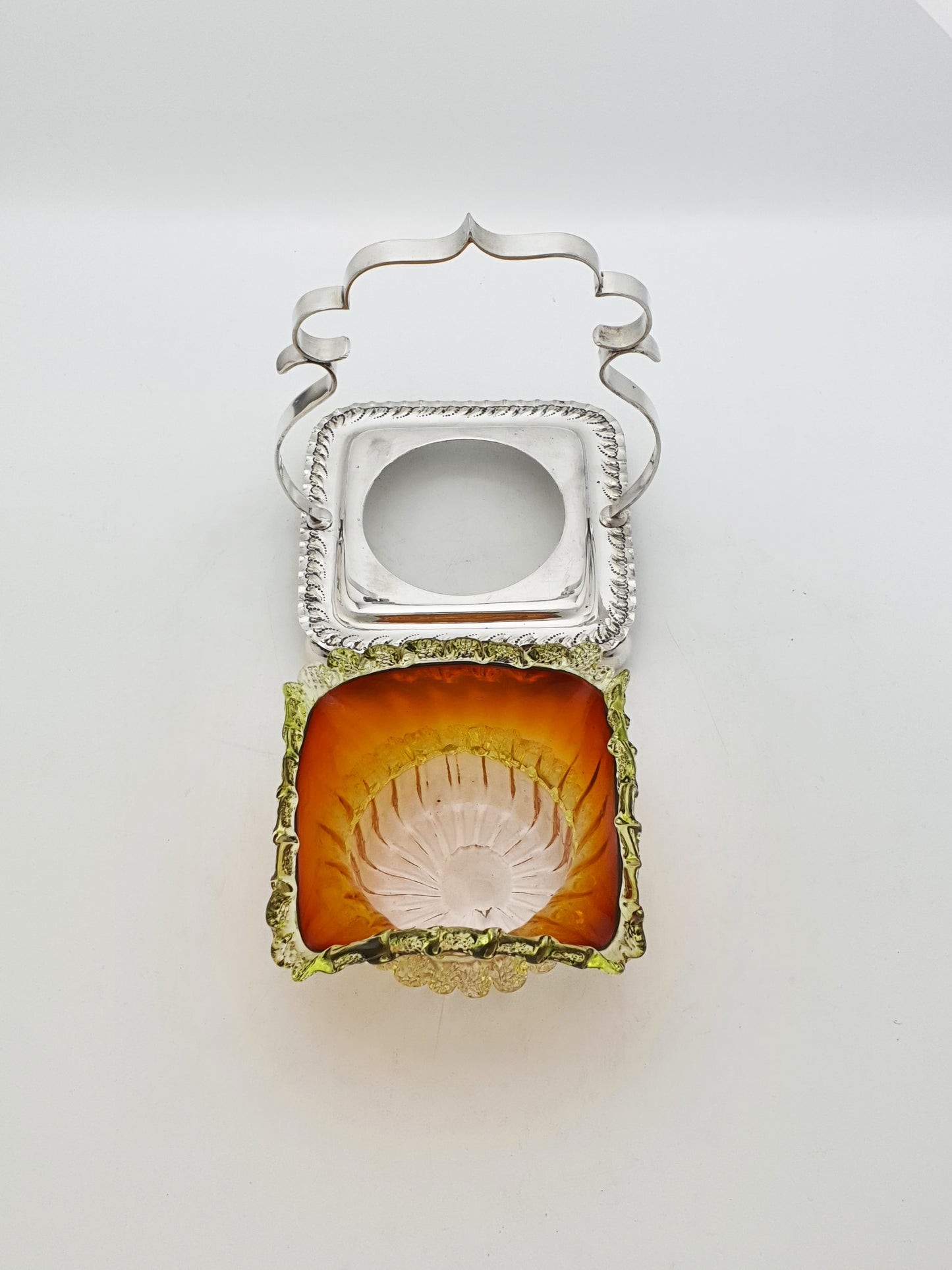 Antique Edwardian Silver Plated and Amber Glass Bonbon Dish – circa 1905