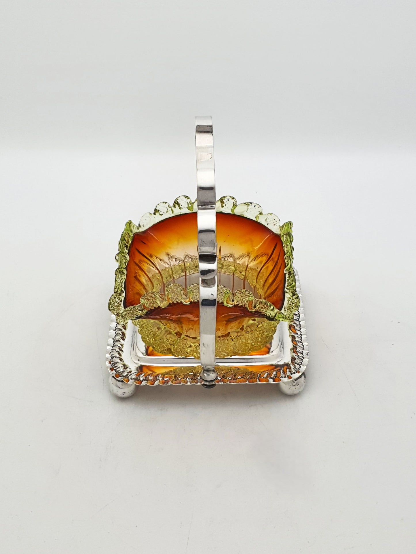 Antique Edwardian Silver Plated and Amber Glass Bonbon Dish – circa 1905