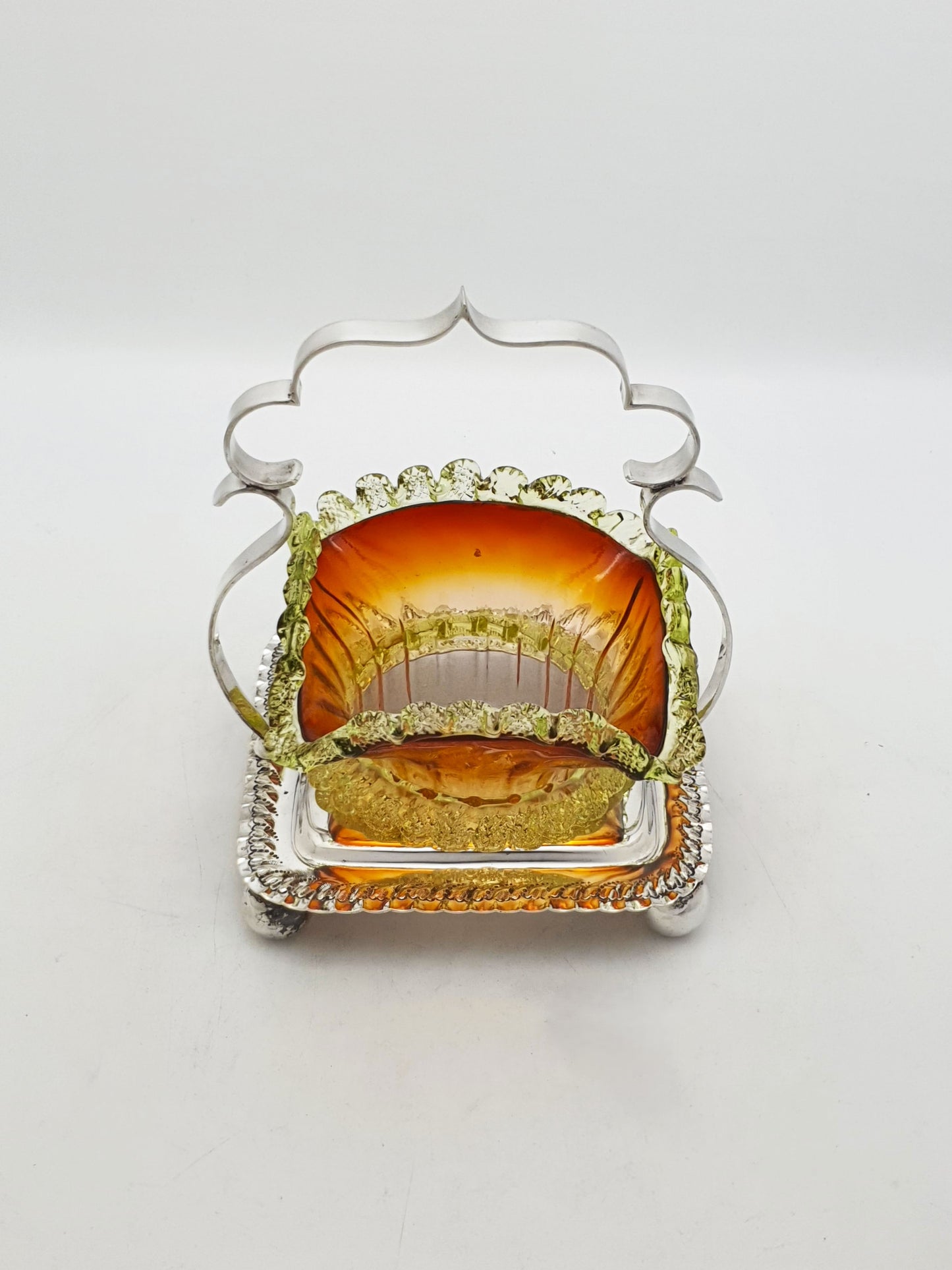 Antique Edwardian Silver Plated and Amber Glass Bonbon Dish – circa 1905