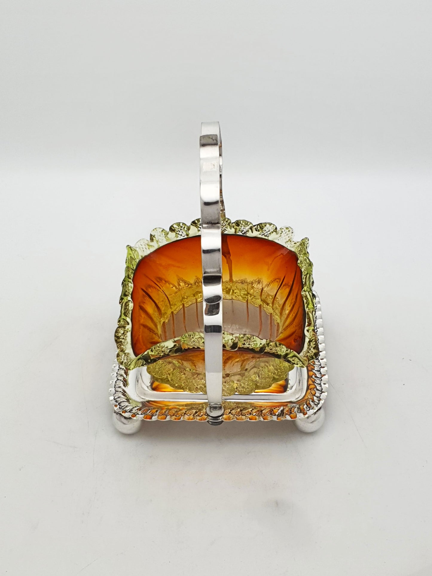 Antique Edwardian Silver Plated and Amber Glass Bonbon Dish – circa 1905