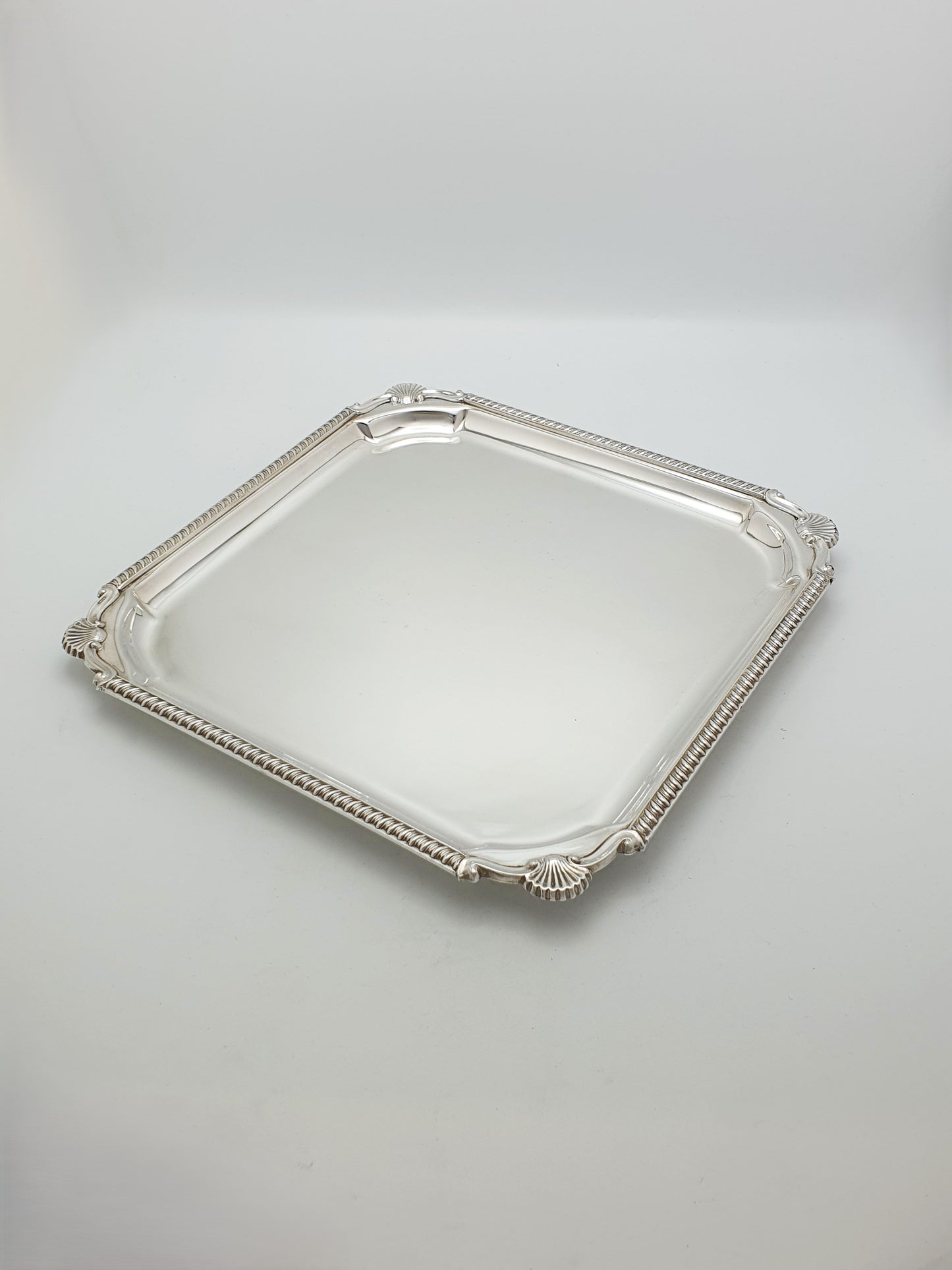 Art Deco Silver Plated Cocktail Tray With Shell Border – circa 1925