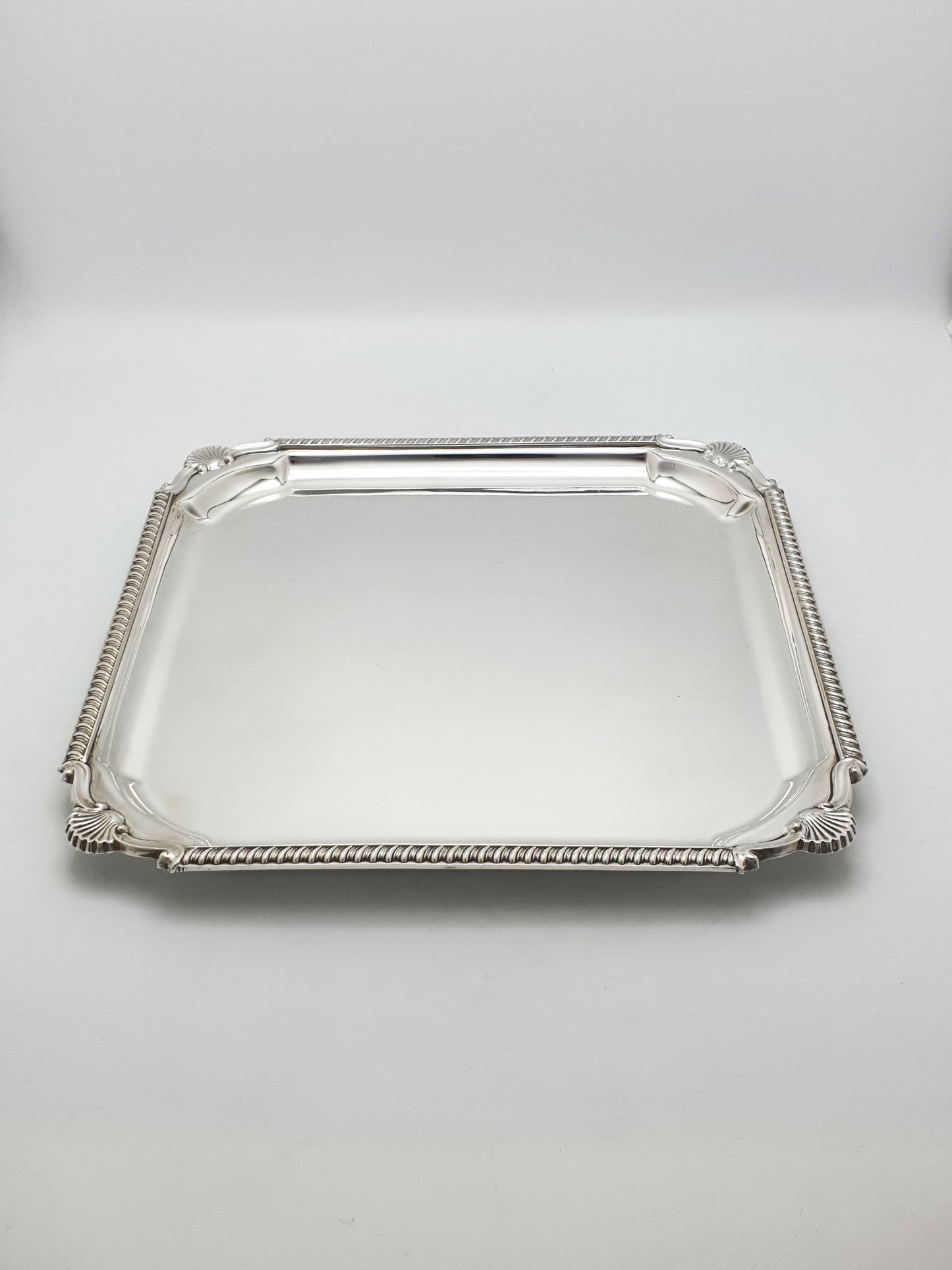Art Deco Silver Plated Cocktail Tray With Shell Border – circa 1925
