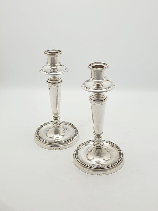 Pair of Vintage French Ercuis Silver Plated Candlesticks – circa 1960