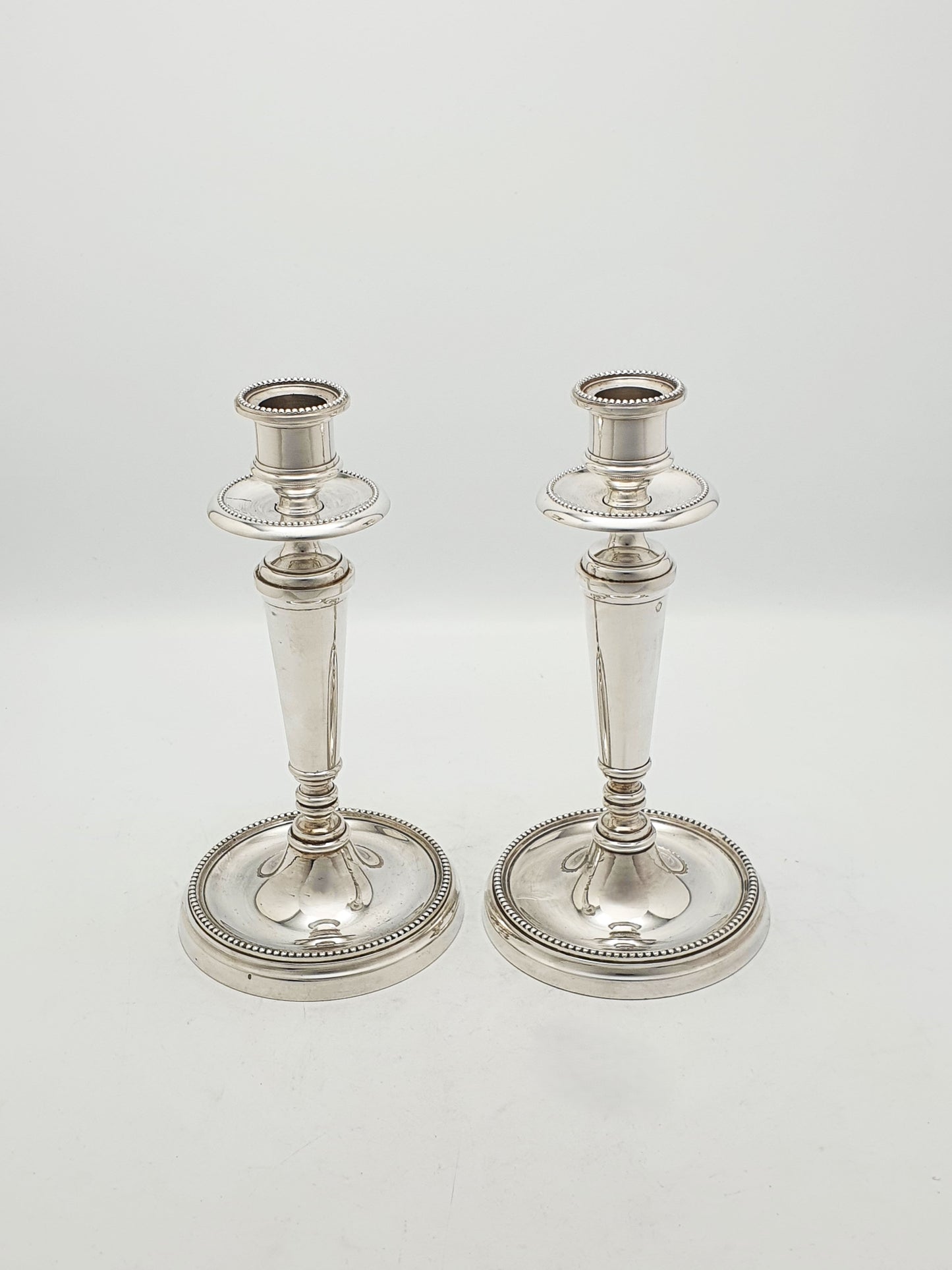 Pair of Vintage French Ercuis Silver Plated Candlesticks – circa 1960