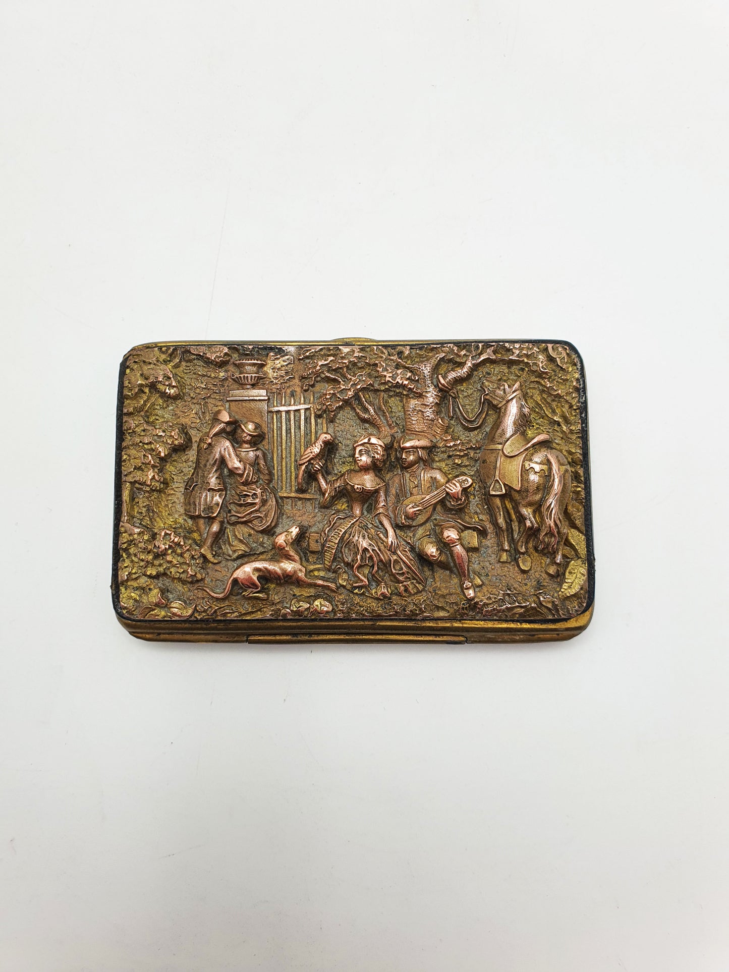 Lovely Antique French Leather Purse With Copper Repoussé Front – circa 1900