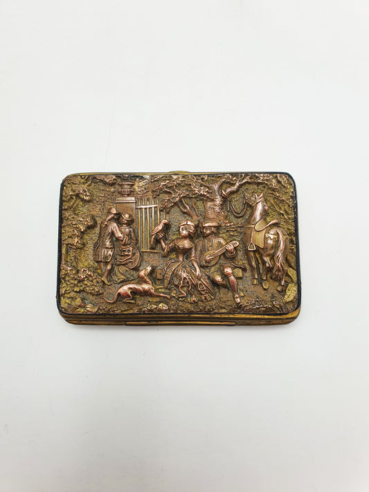 Lovely Antique French Leather Purse With Copper Repoussé Front – circa 1900