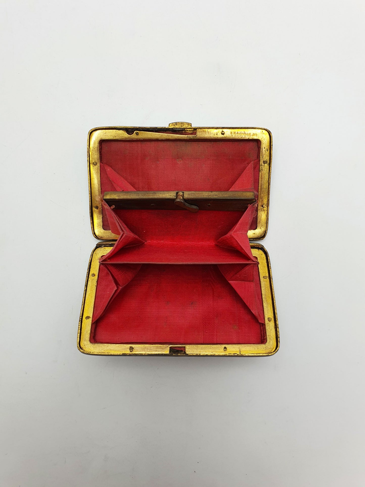 Lovely Antique French Leather Purse With Copper Repoussé Front – circa 1900