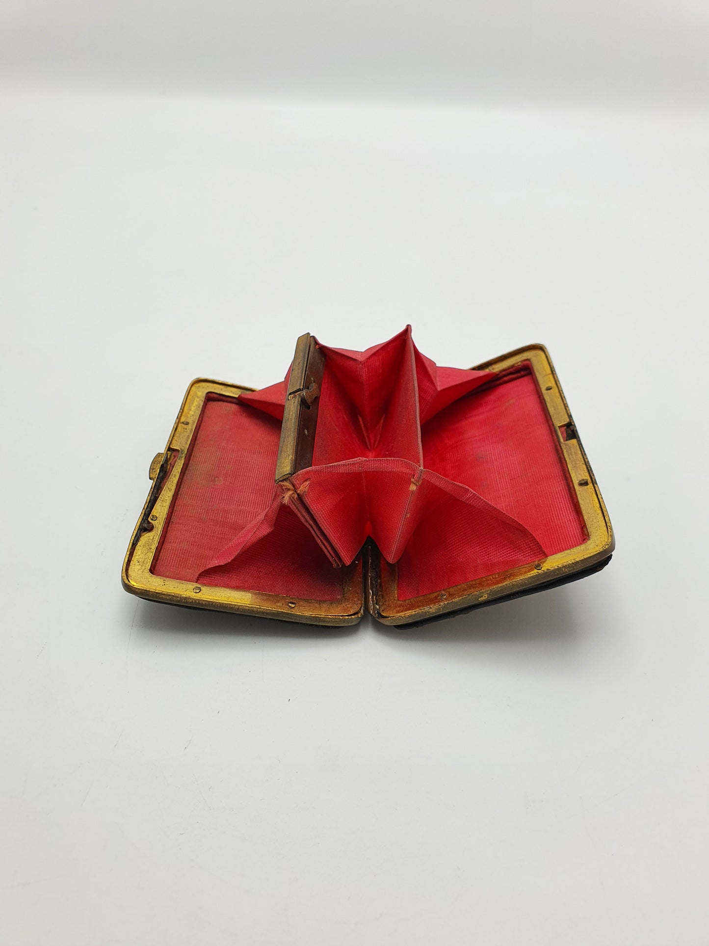 Lovely Antique French Leather Purse With Copper Repoussé Front – circa 1900