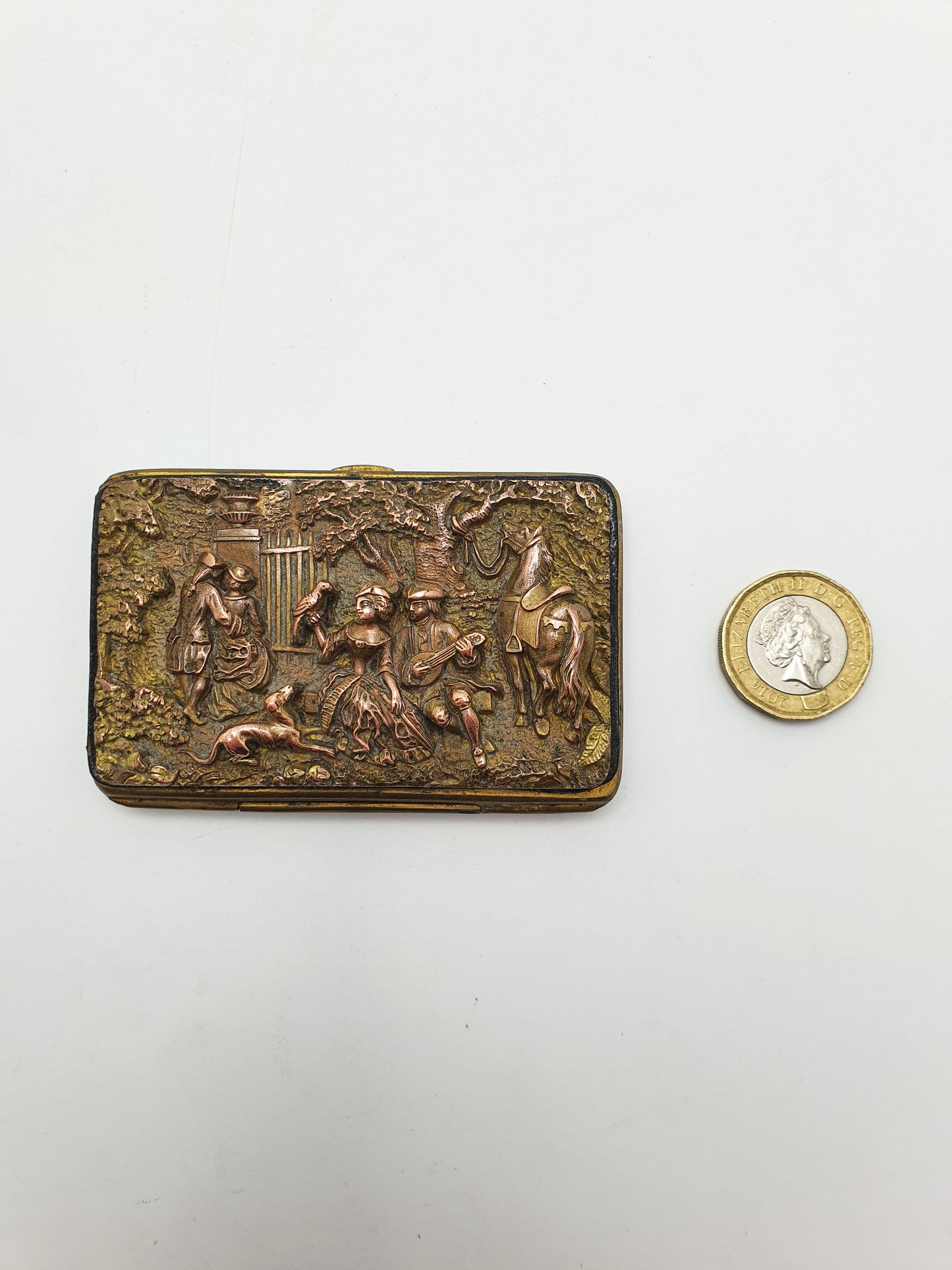 Lovely Antique French Leather Purse With Copper Repoussé Front – circa 1900