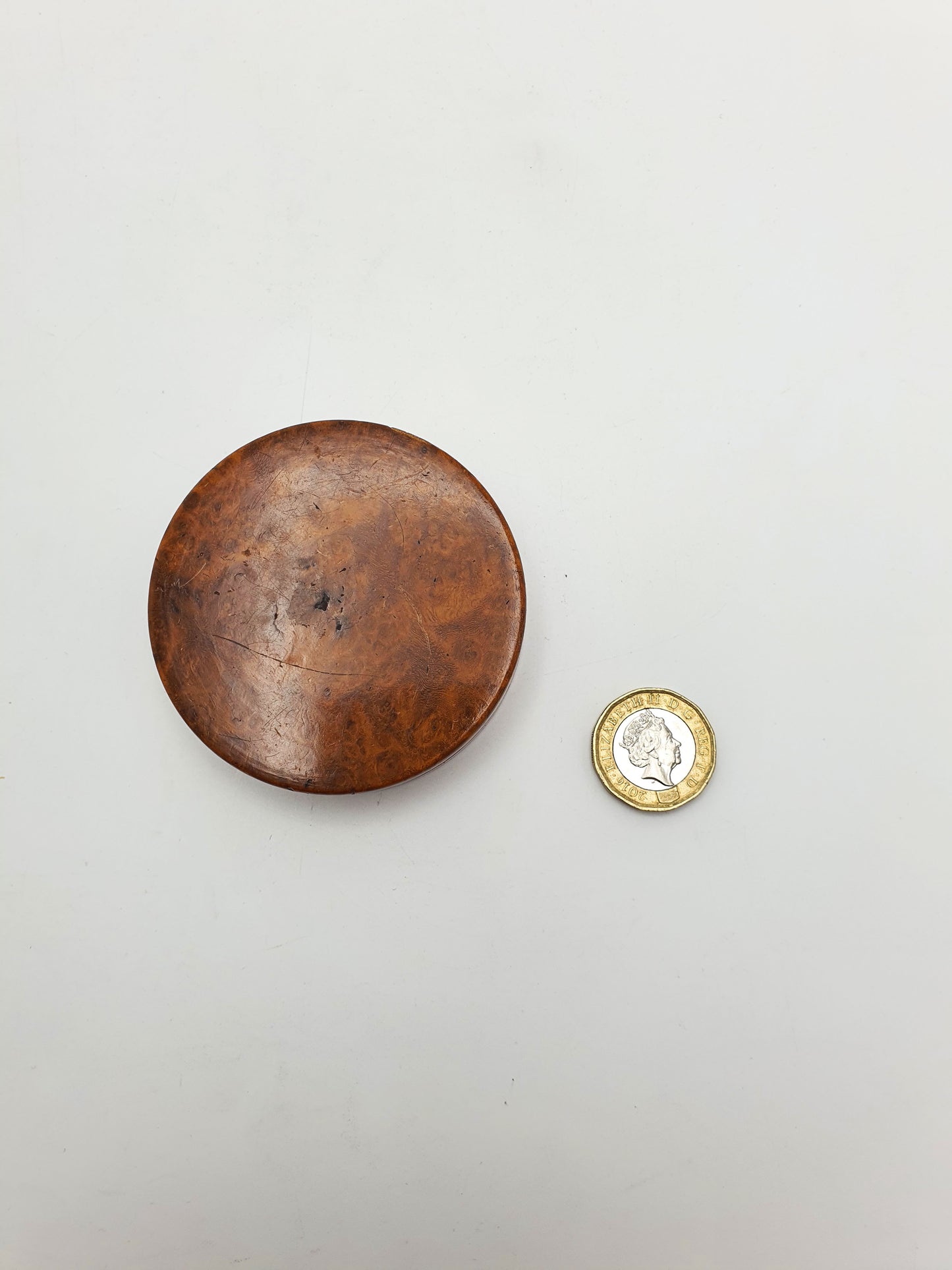 Antique Victorian Burr Walnut Turned Snuff Box - 1880