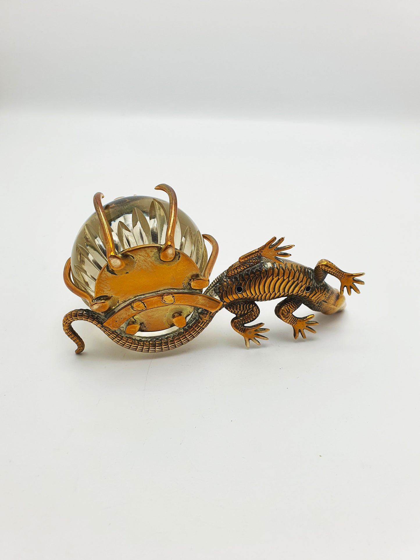 Fabulous Antique Victorian Brass and Glass Lizard Inkstand – circa 1880
