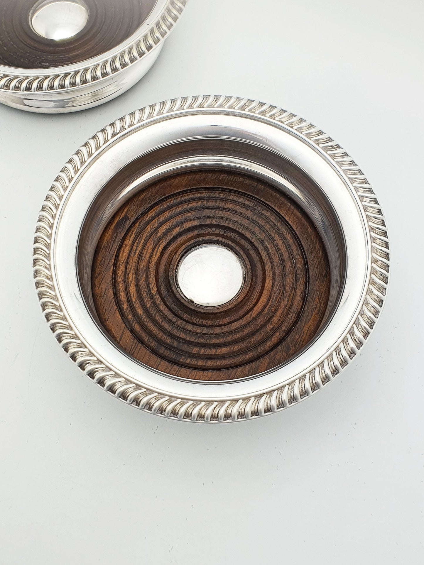 Nice Pair of Vintage Barker-Ellis Silver Plate Bottle Coasters – circa 1960