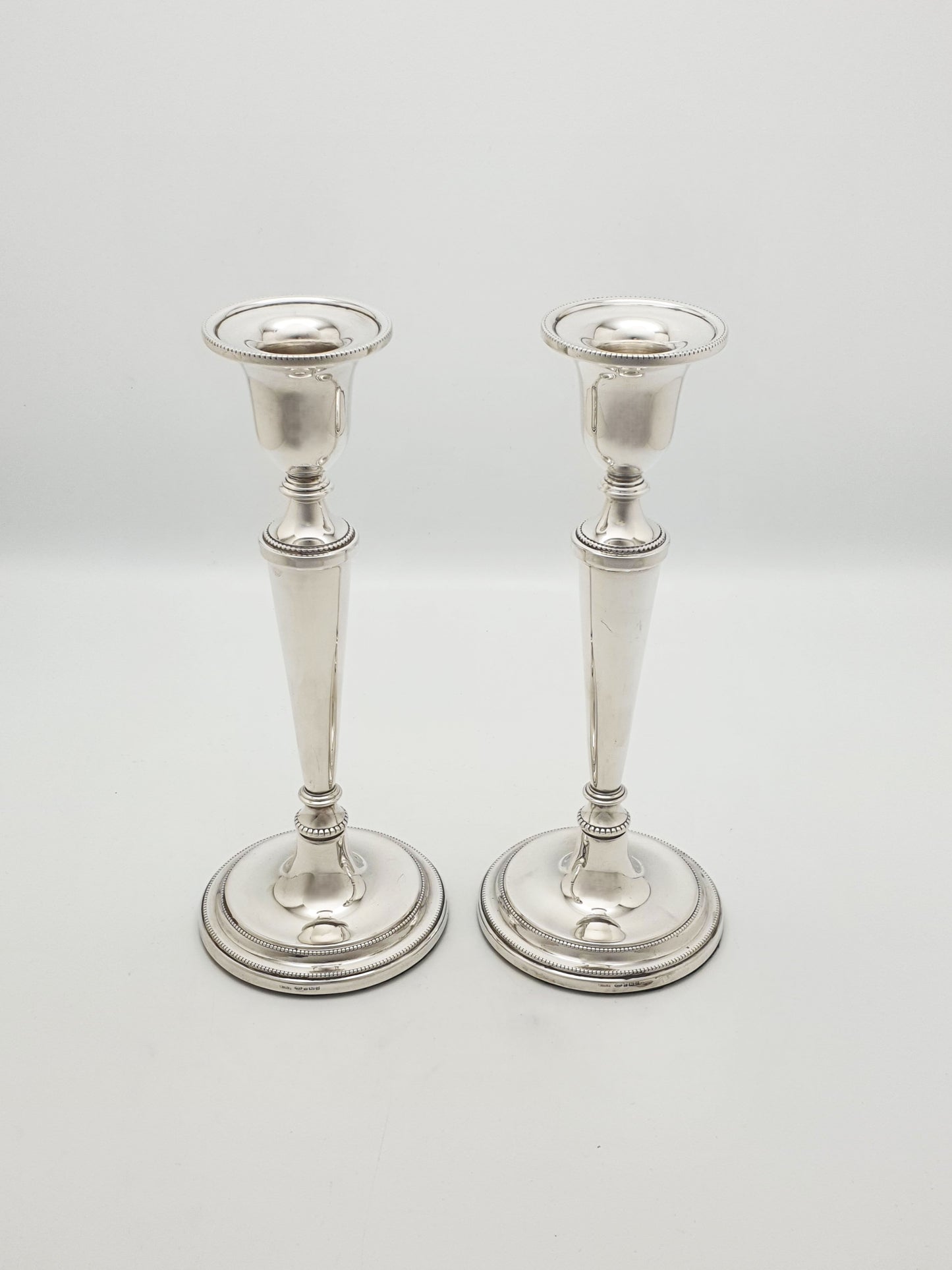 Pair of Elizabeth II Sterling Silver Candlesticks With Beaded Rims - 1996