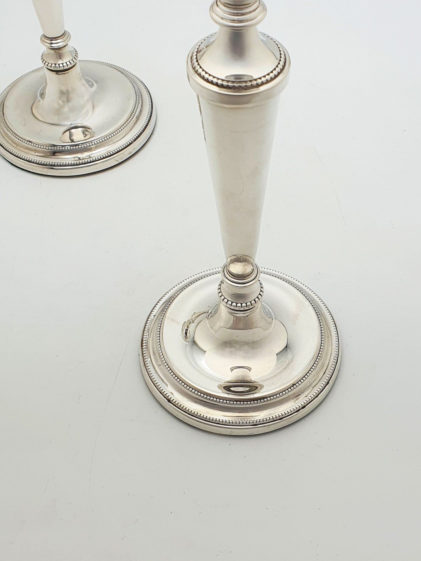Pair of Elizabeth II Sterling Silver Candlesticks With Beaded Rims - 1996