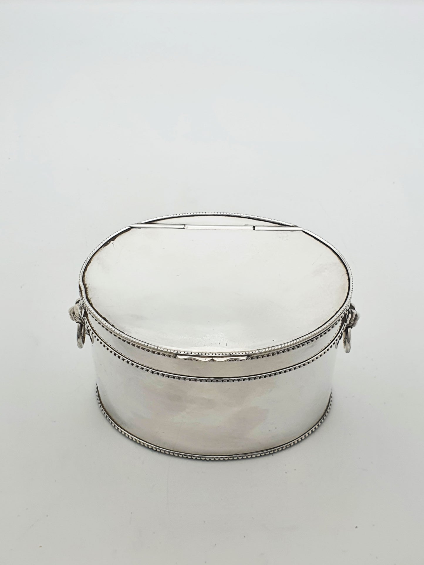 Antique Edwardian Tea Caddy With Lion Mask Handles And Spoon – circa 1905