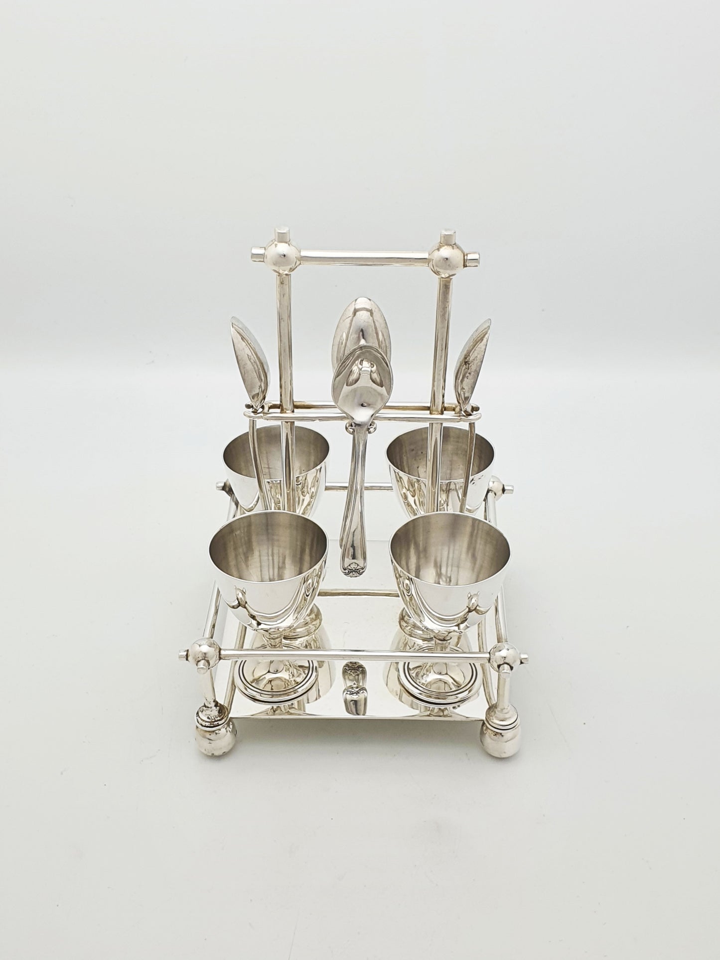 Christopher Dresser Style Silver Plated Egg Cruet Set – circa 1890