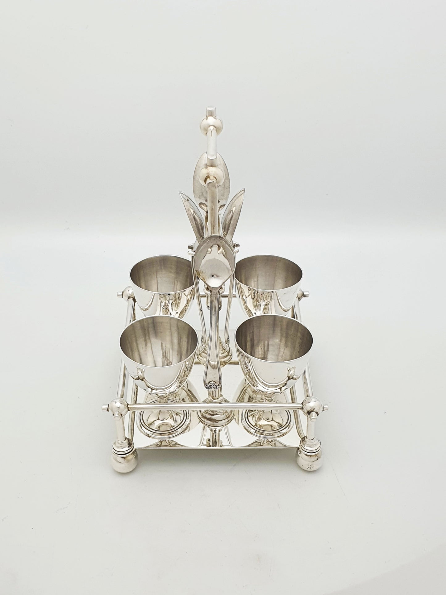 Christopher Dresser Style Silver Plated Egg Cruet Set – circa 1890