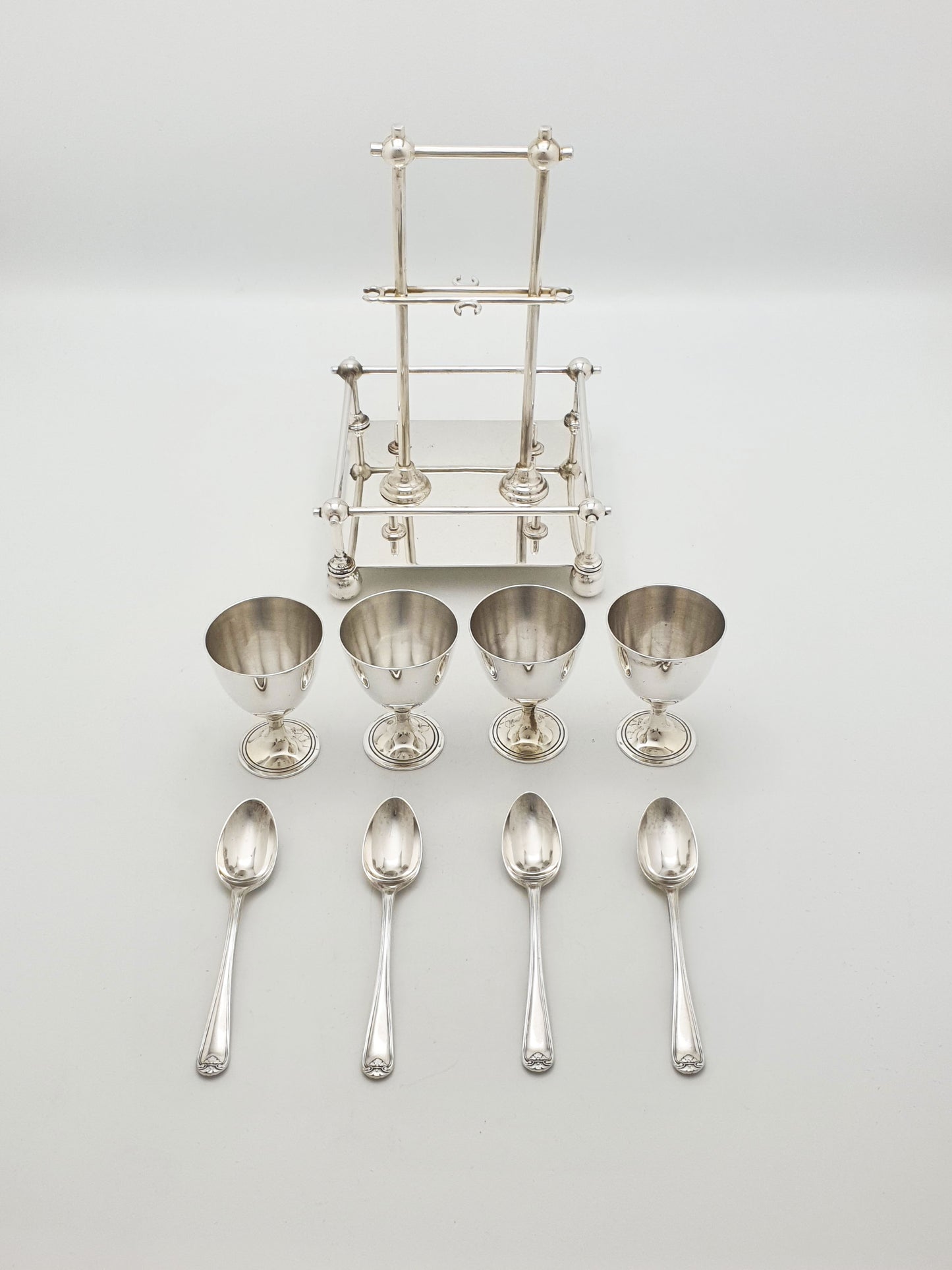 Christopher Dresser Style Silver Plated Egg Cruet Set – circa 1890