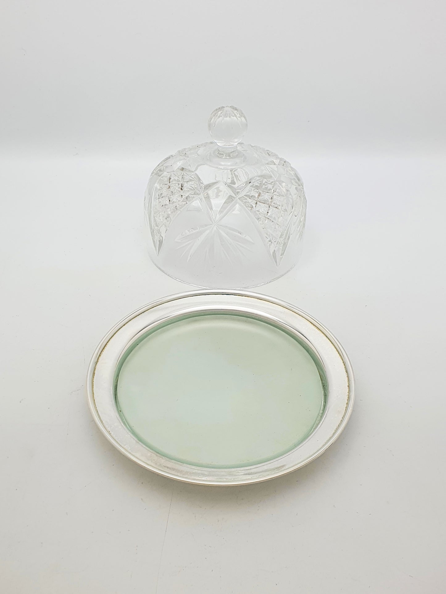 Lovely Antique Silver Plated Cheese Dish With Cut Glass Dome – circa 1920
