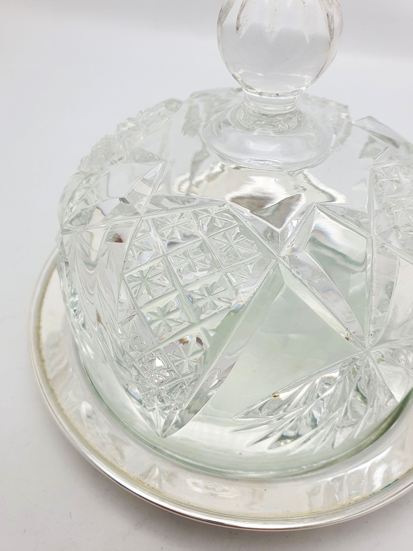 Lovely Antique Silver Plated Cheese Dish With Cut Glass Dome – circa 1920