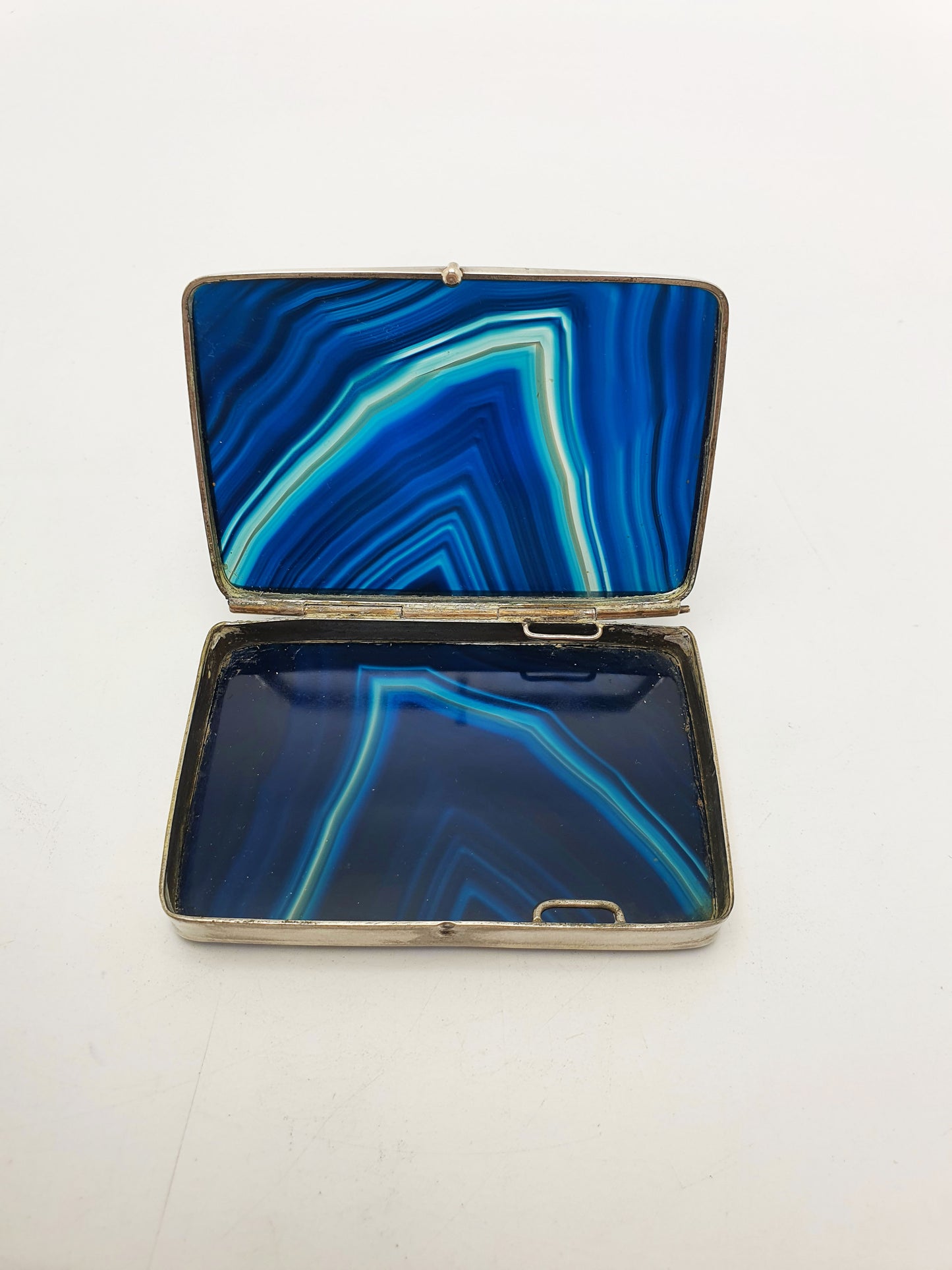 Stunning Antique Victorian Blue Agate Trinket Box – circa 1900