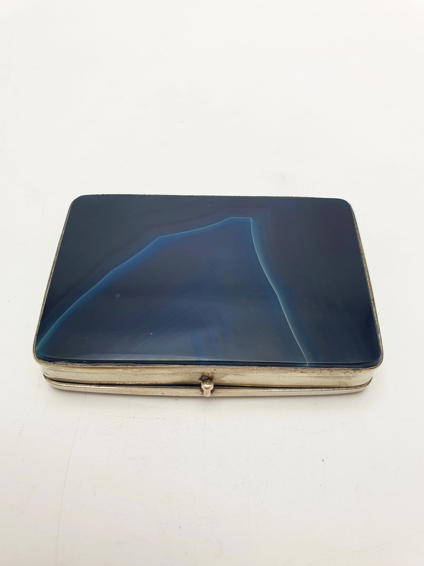 Stunning Antique Victorian Blue Agate Trinket Box – circa 1900