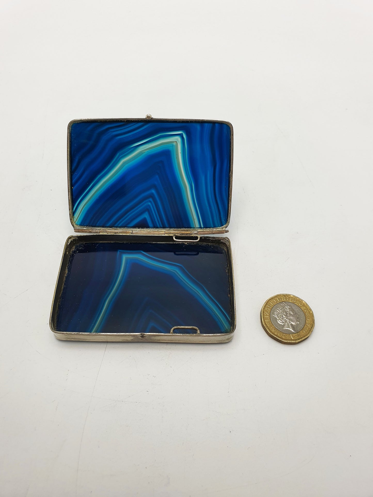 Stunning Antique Victorian Blue Agate Trinket Box – circa 1900