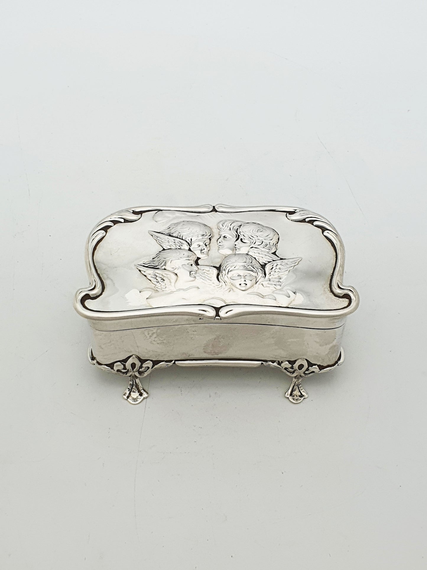 Antique Edwardian Solid Silver and Gilt Interior Trinket Box - 1906