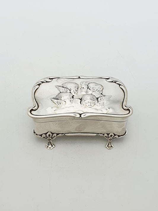 Antique Edwardian Solid Silver and Gilt Interior Trinket Box - 1906