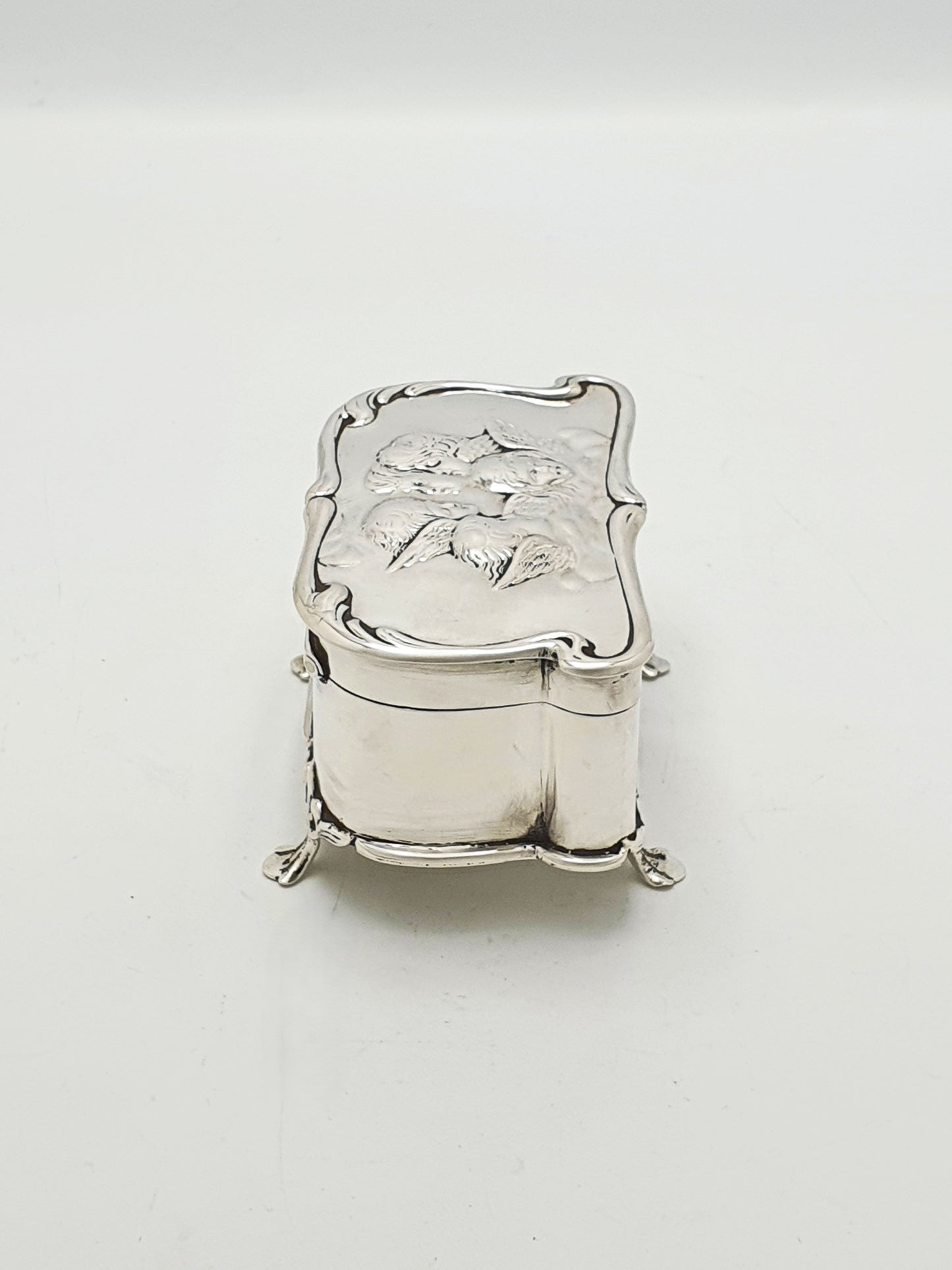 Antique Edwardian Solid Silver and Gilt Interior Trinket Box - 1906