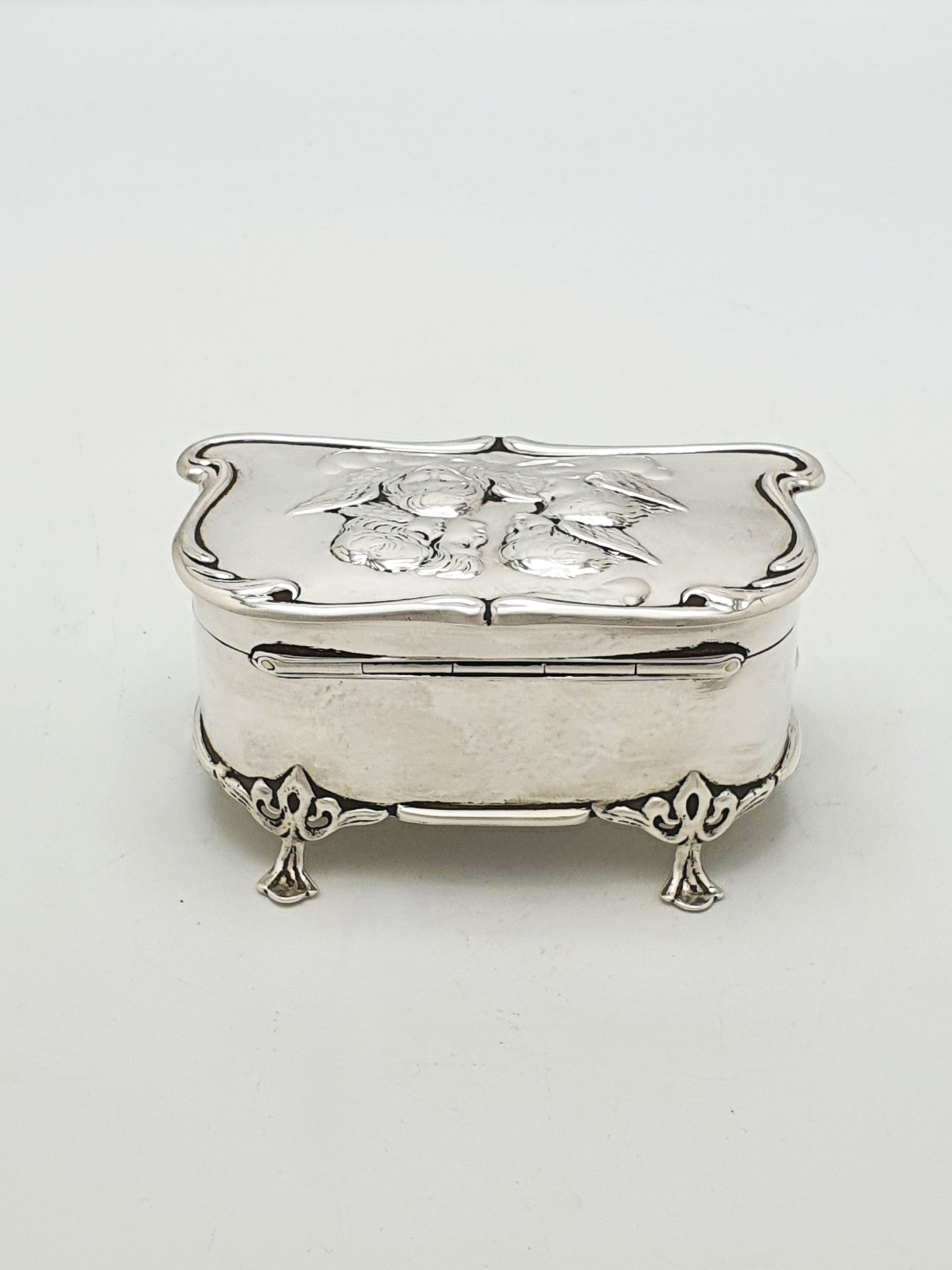 Antique Edwardian Solid Silver and Gilt Interior Trinket Box - 1906