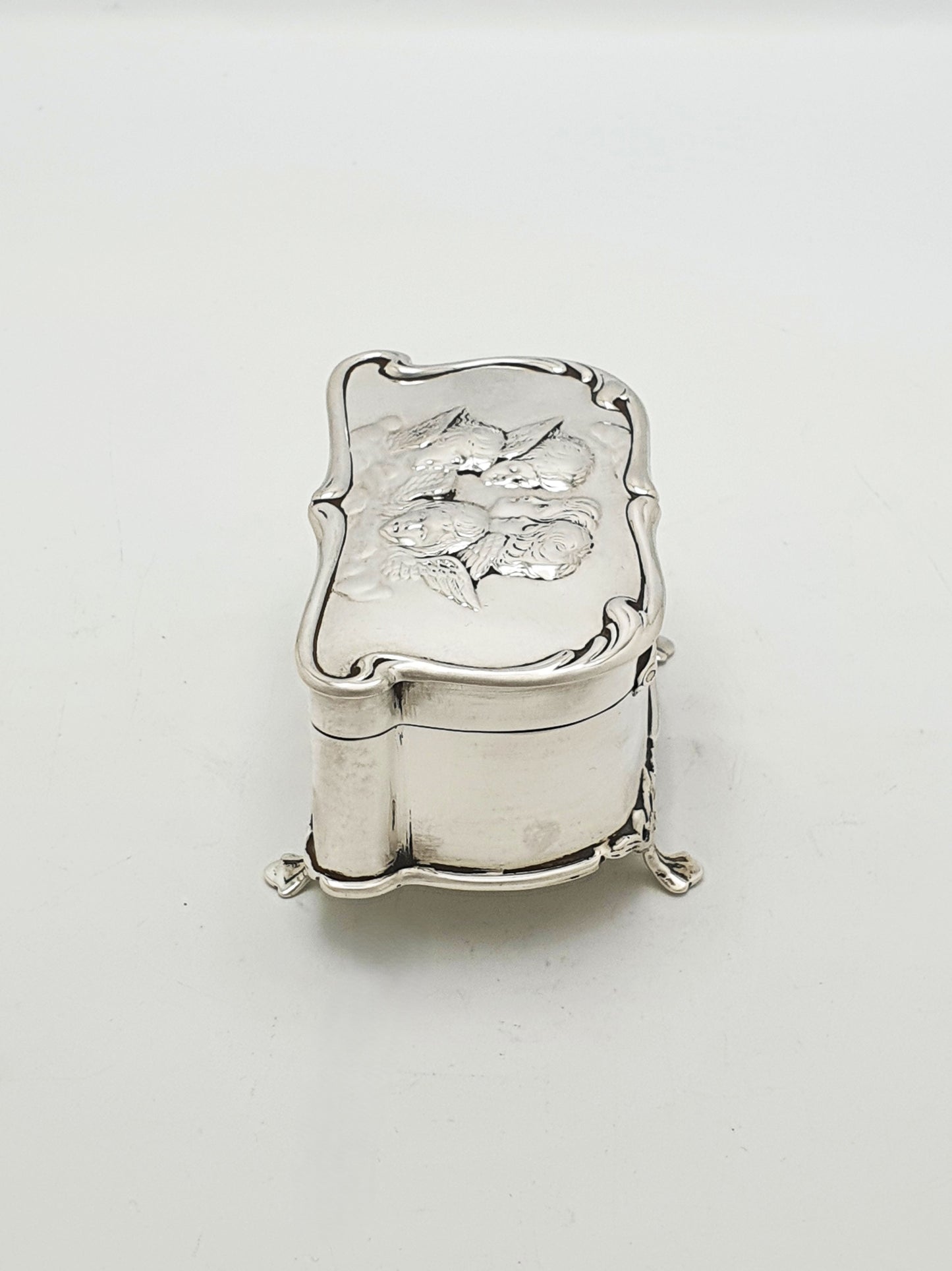 Antique Edwardian Solid Silver and Gilt Interior Trinket Box - 1906