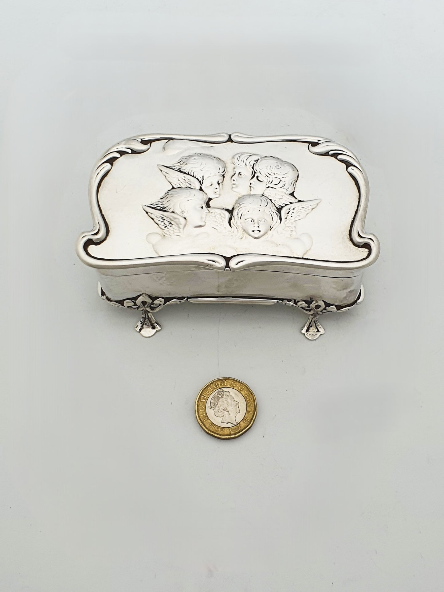 Antique Edwardian Solid Silver and Gilt Interior Trinket Box - 1906