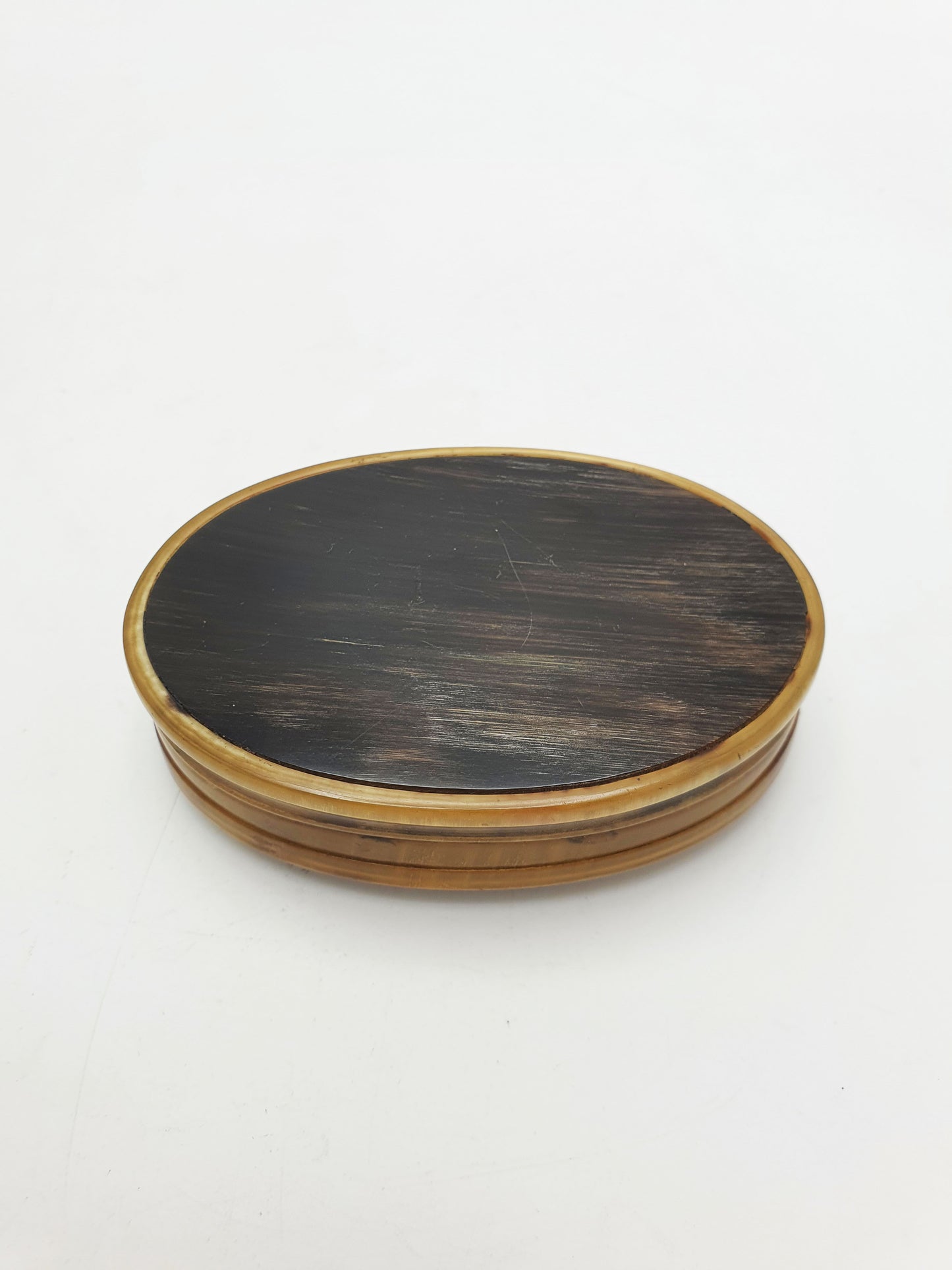 Antique Victorian Horn Snuff Box With Faceted Citrine Decoration – circa 1880