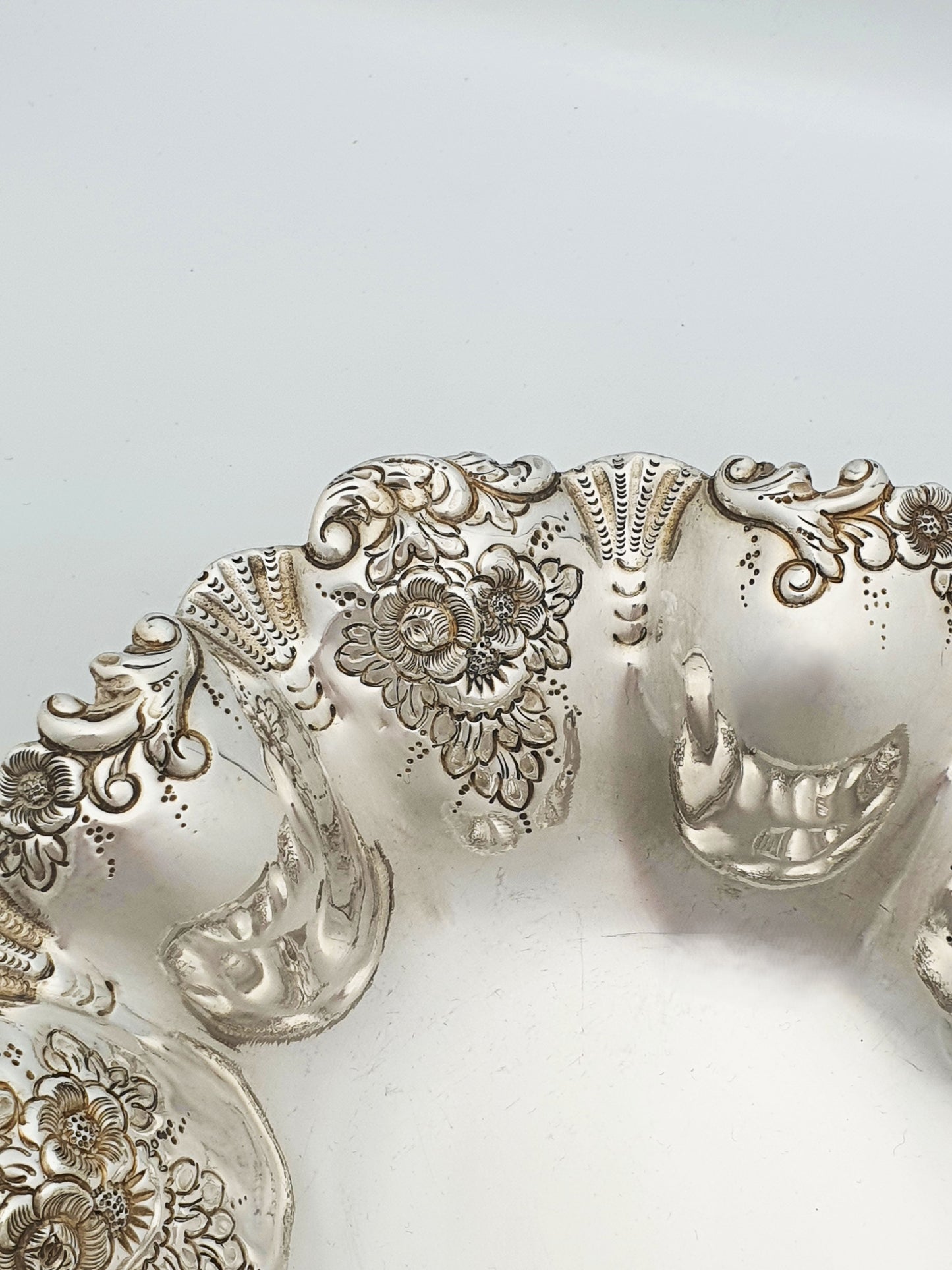 Antique Edwardian Silver Plated Basket With Floral Repoussé Rim – circa 1905
