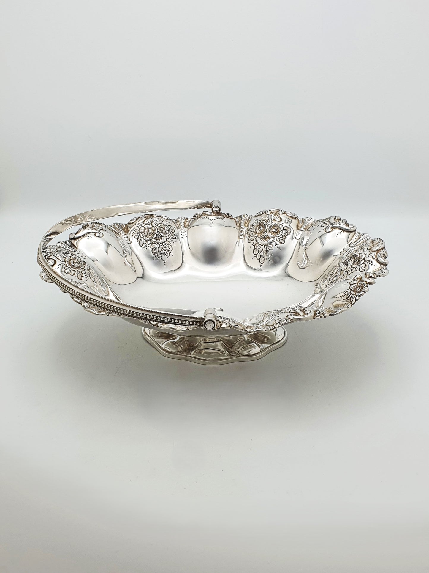 Antique Edwardian Silver Plated Basket With Floral Repoussé Rim – circa 1905
