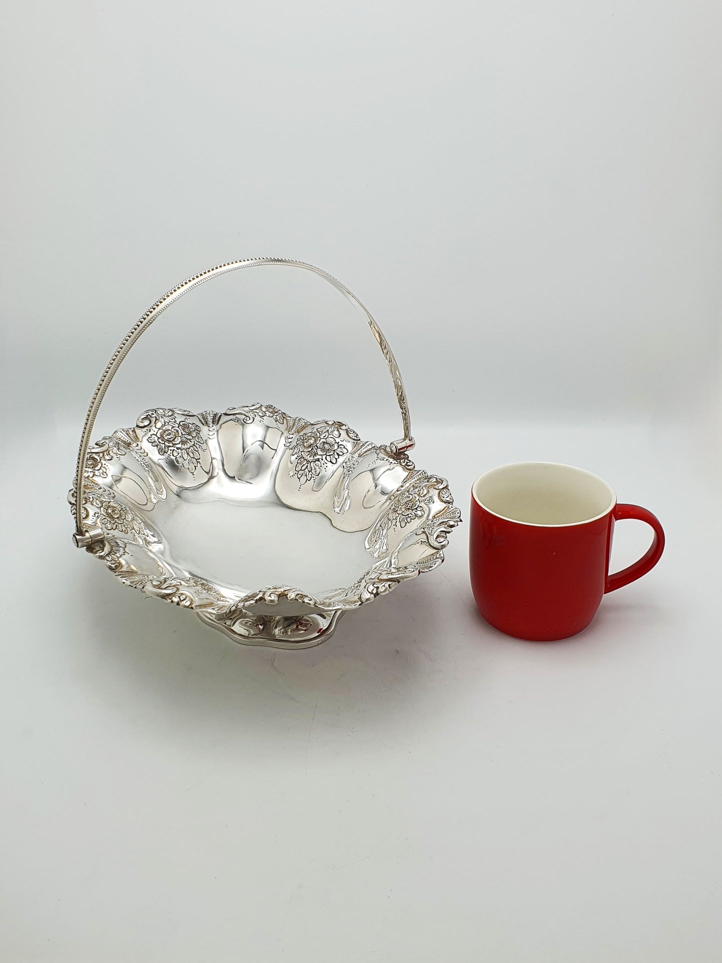 Antique Edwardian Silver Plated Basket With Floral Repoussé Rim – circa 1905