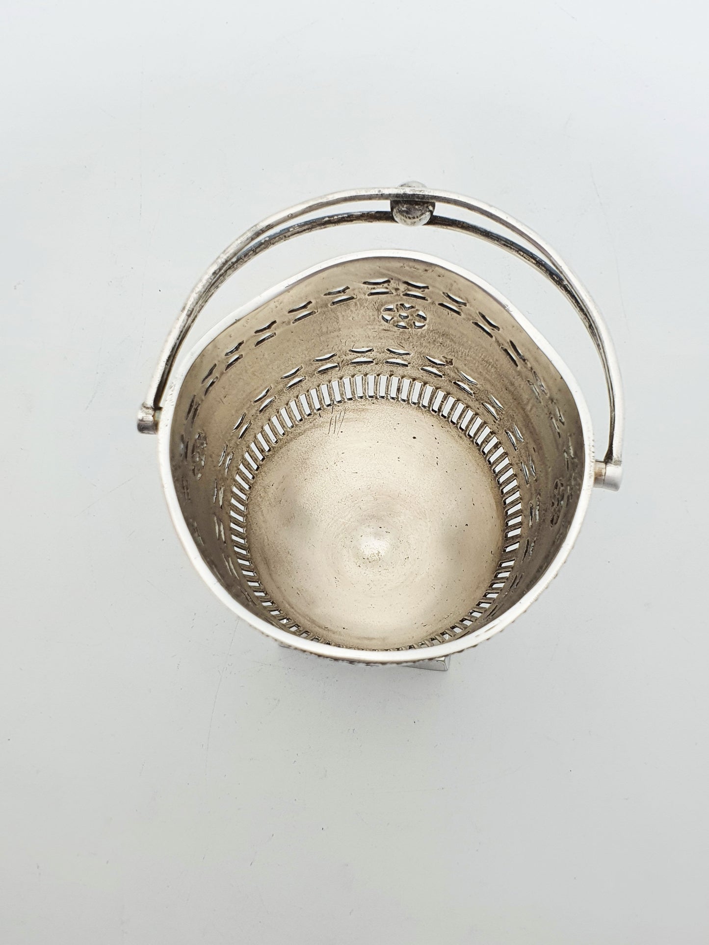 Antique Silver Plate Pierced Sugar Bowl With Cobalt Glass Liner & Sifter – circa 1905
