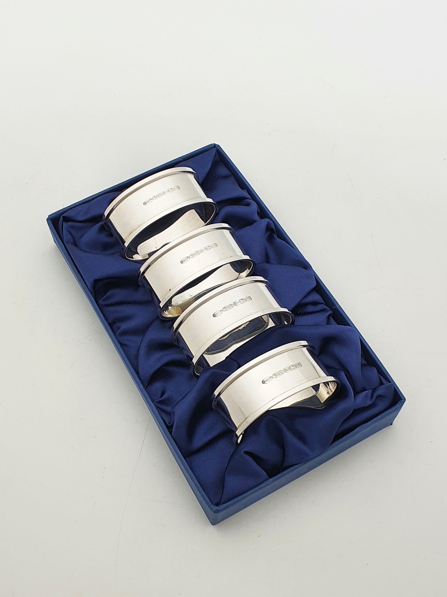 Lovely Set of Four Elizabeth II Sterling Silver Oval Napkin Rings - 2006