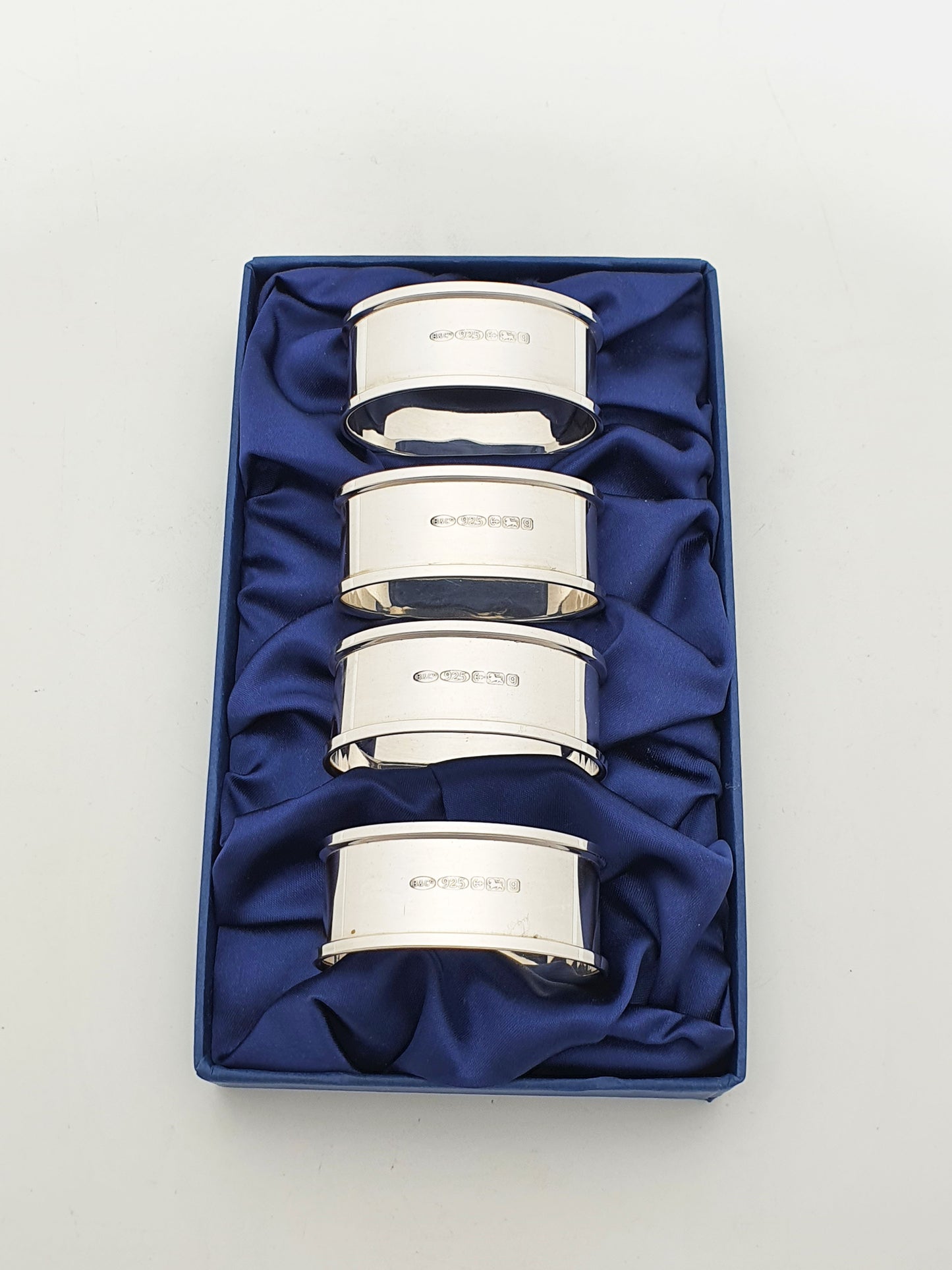 Lovely Set of Four Elizabeth II Sterling Silver Oval Napkin Rings - 2006