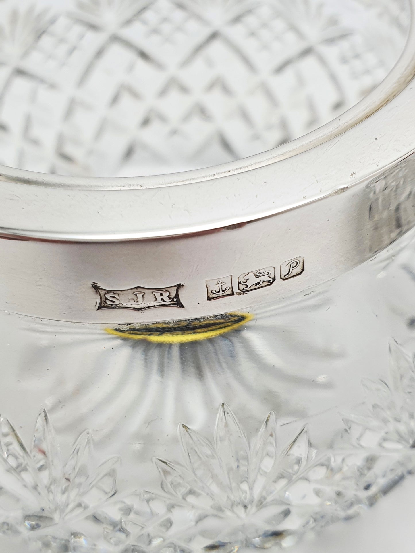 Lovely Pair Of Cut Glass Preserve Jars With Sterling Silver Lids And Collars - 1989