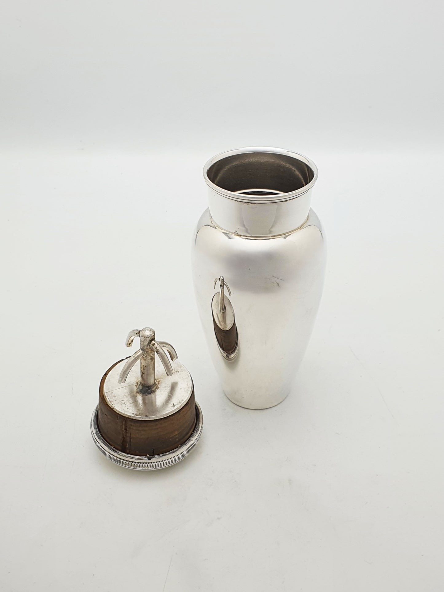 Unusual Art Deco Silver Plated Bachelor Cocktail Shaker with Ice Breaker – circa 1925